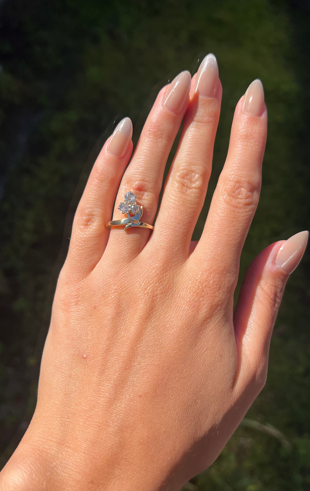 Victorian Clover Old Mine Cut Diamond Ring in 14k Gold