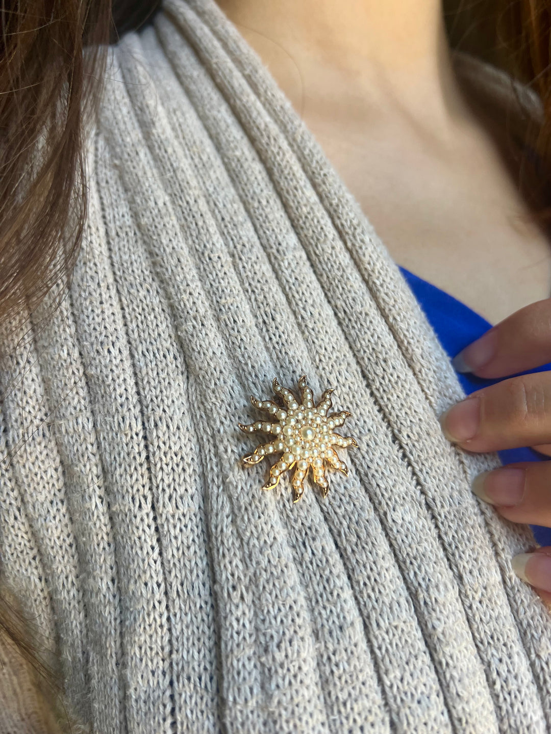Antique Seed Pearl Brooch or Pendent in 10k Rose Gold