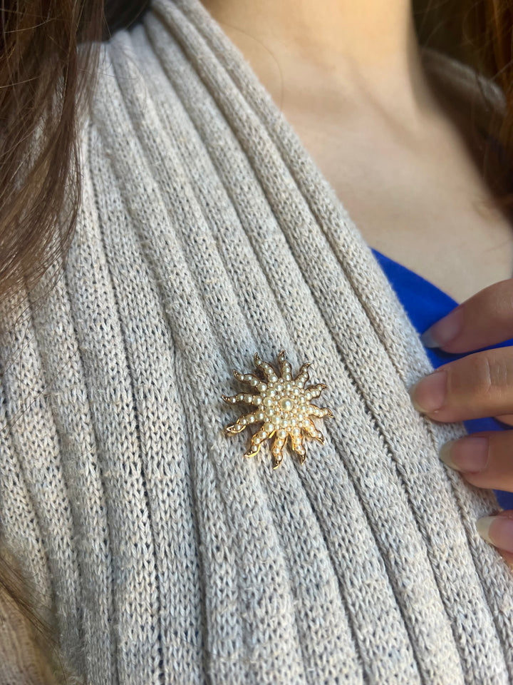Antique Seed Pearl Brooch or Pendent in 10k Rose Gold
