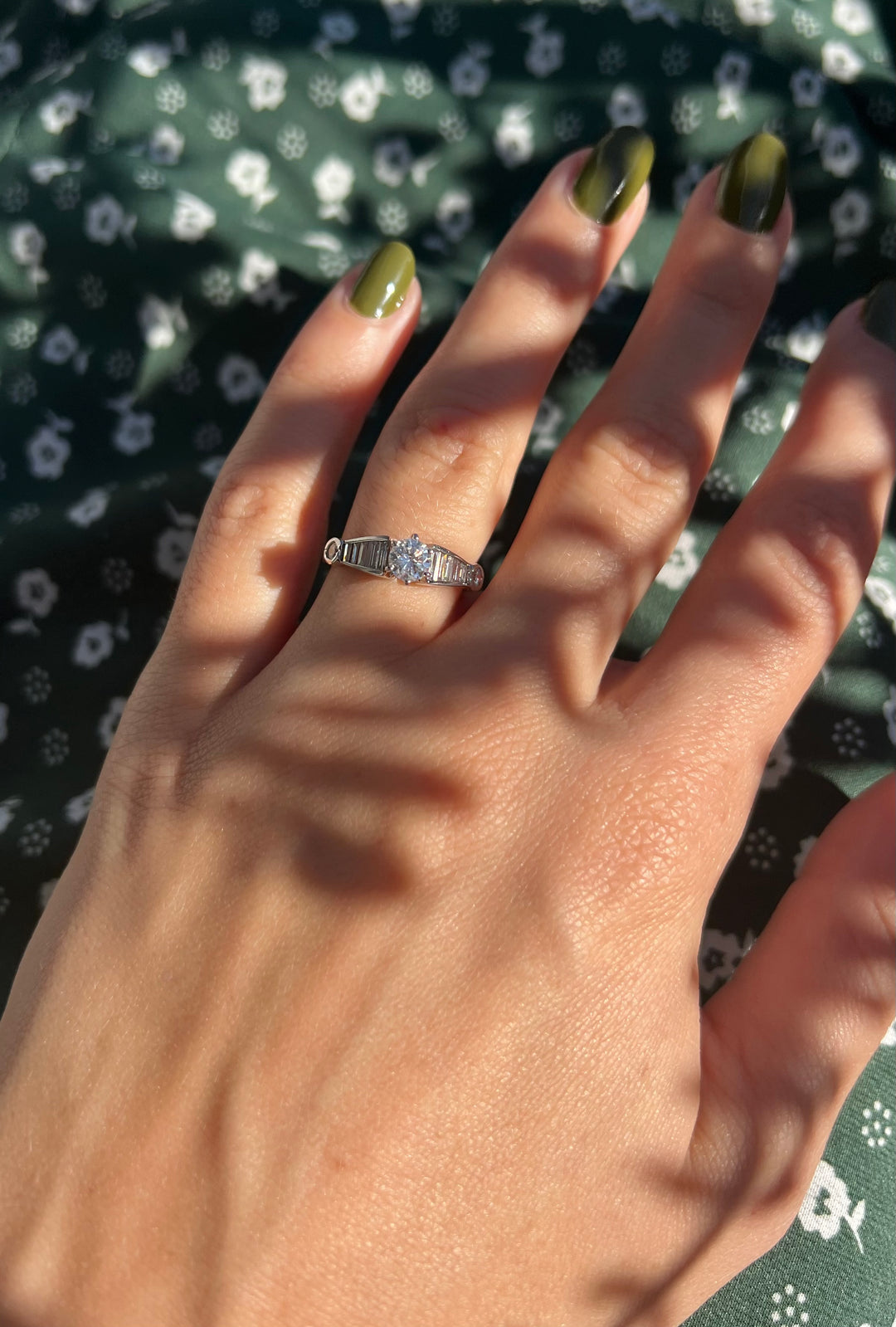 Vintage Baguette Brilliance 100% Natural Diamonds 1 tcw Diamond Ring in 14k White Gold