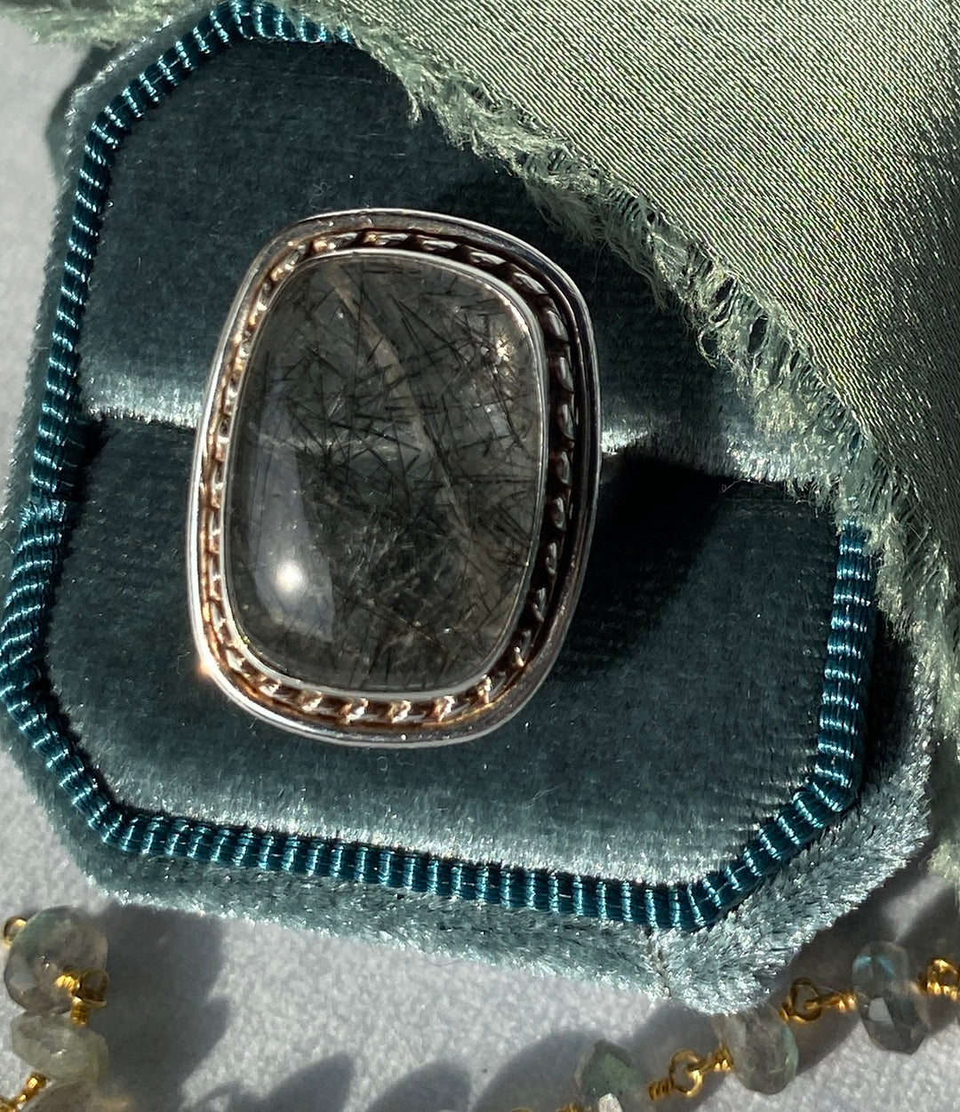 Vintage Rutilated Quartz Ring in Sterling Silver Size 7.5