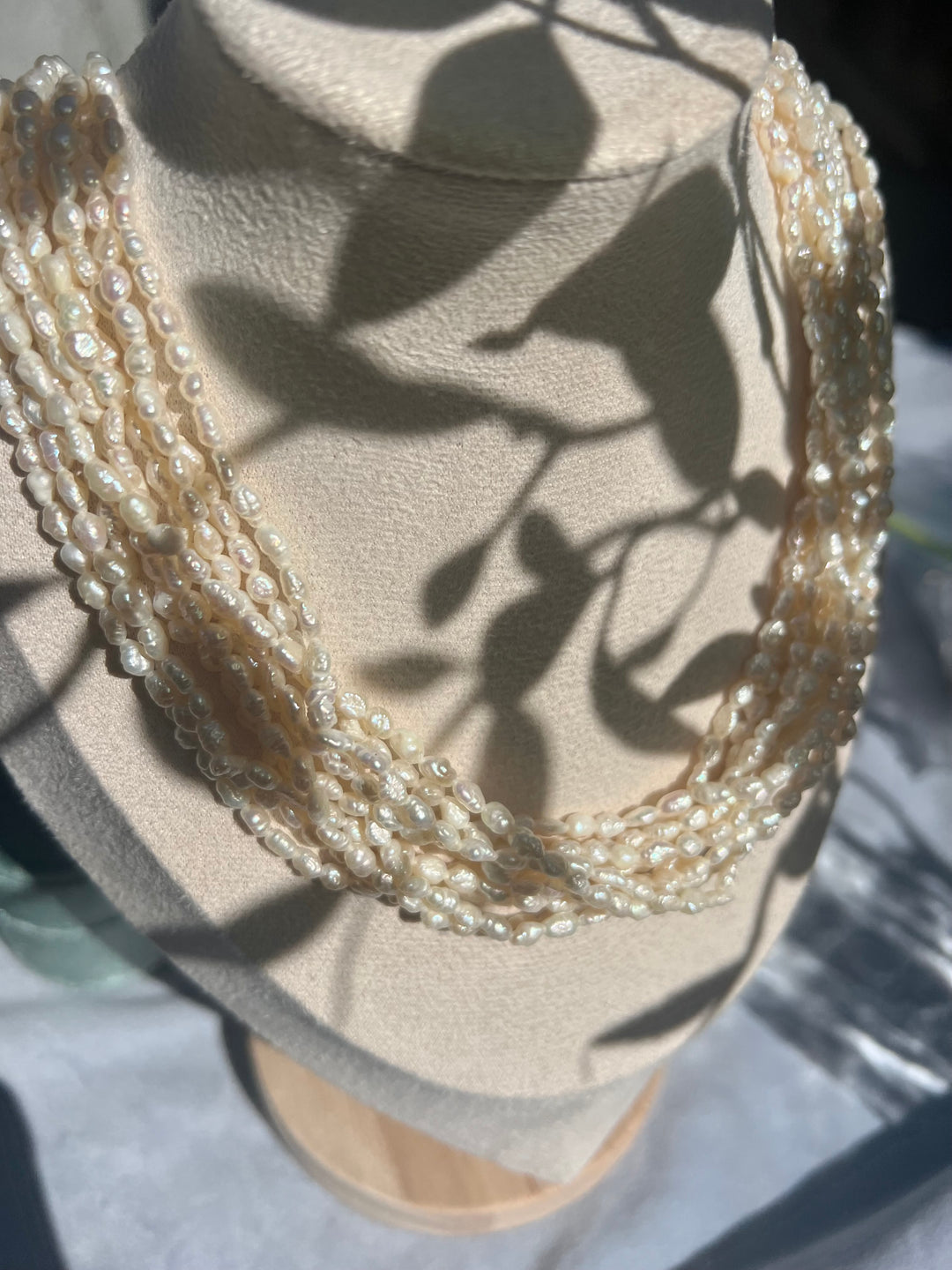 Vintage Cultured Multi-Strand Pearl Necklace in 14k Yellow Gold 16.5"