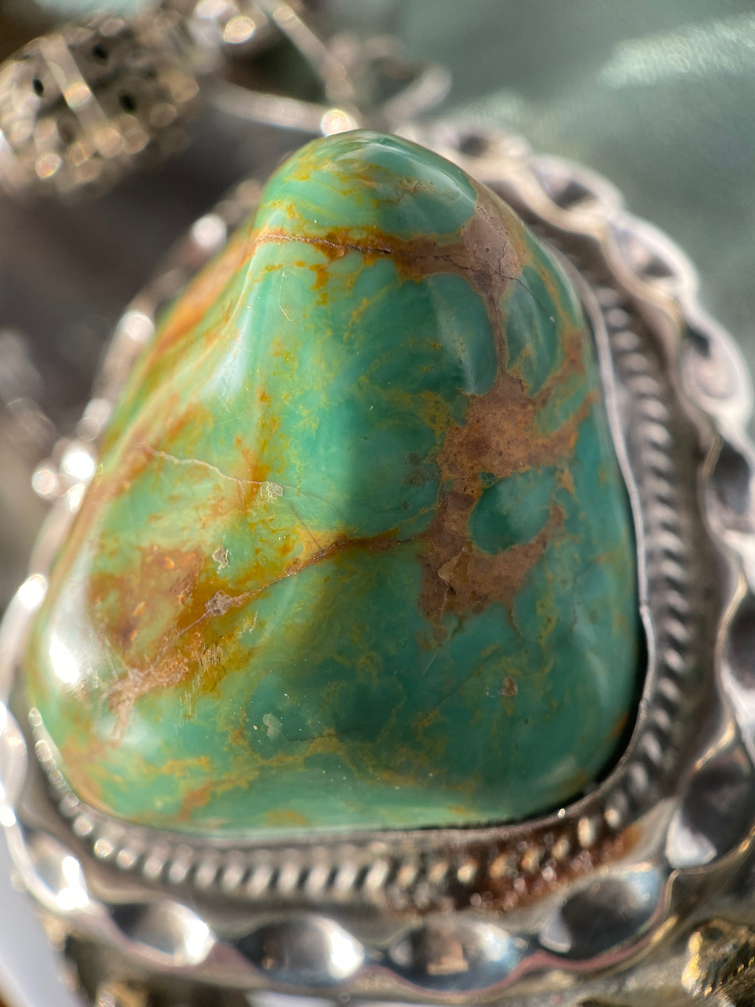 Vintage Navajo John Delvin Native American Turquoise on Natural Stone Necklace