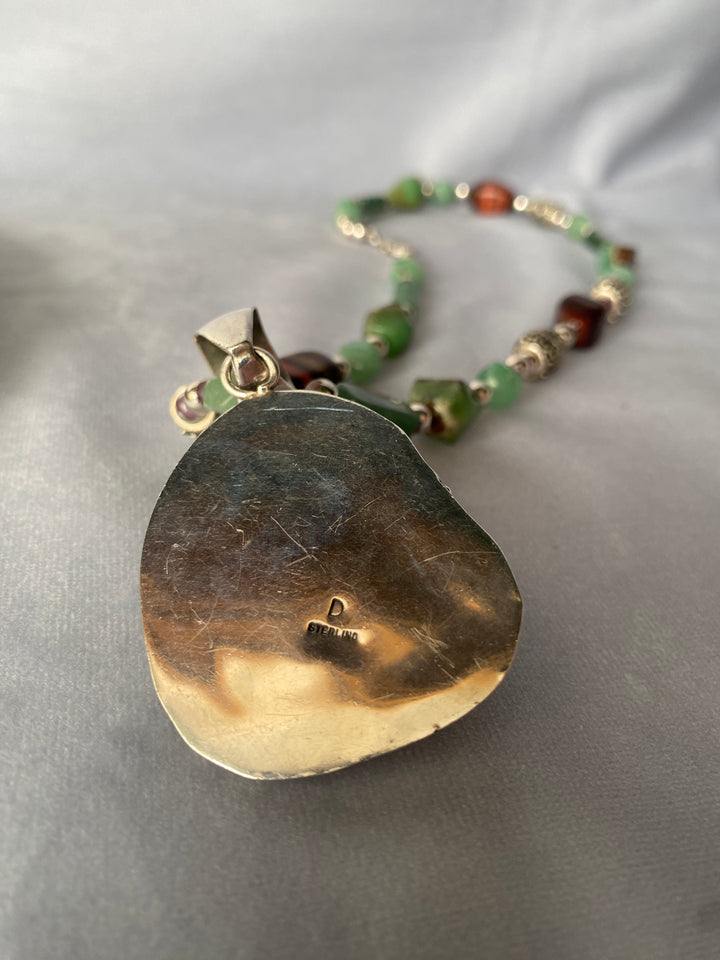 Vintage Navajo John Delvin Native American Turquoise on Natural Stone Necklace