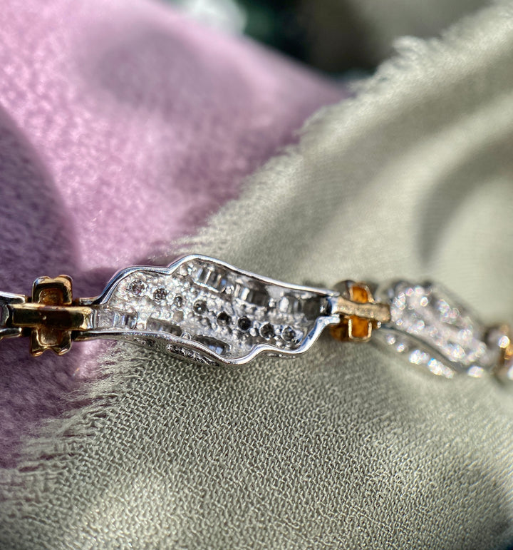100% Natural Diamond 3.20 tcw Bracelet 10k White and Yellow Gold