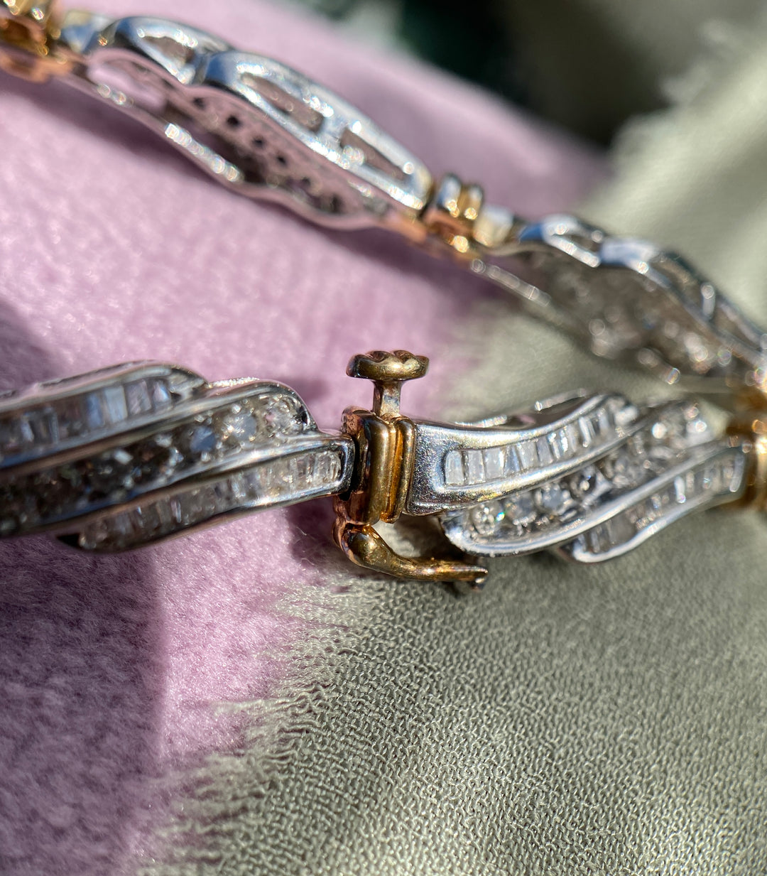 100% Natural Diamond 3.20 tcw Bracelet 10k White and Yellow Gold