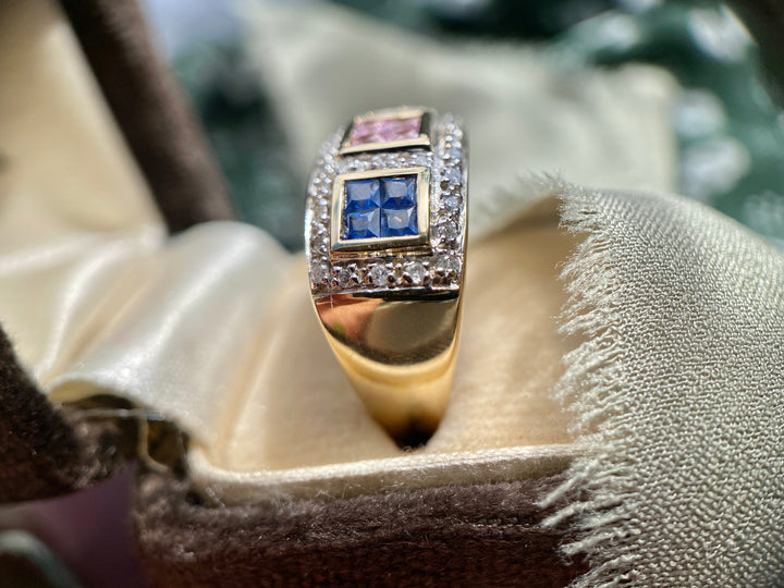 Celebration Natural Multicolored Sapphire and Diamond Ring in 14k White Gold