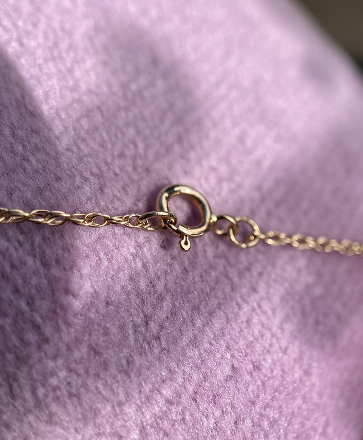 Vintage Opal And Diamond Necklace in 14k Yellow Gold