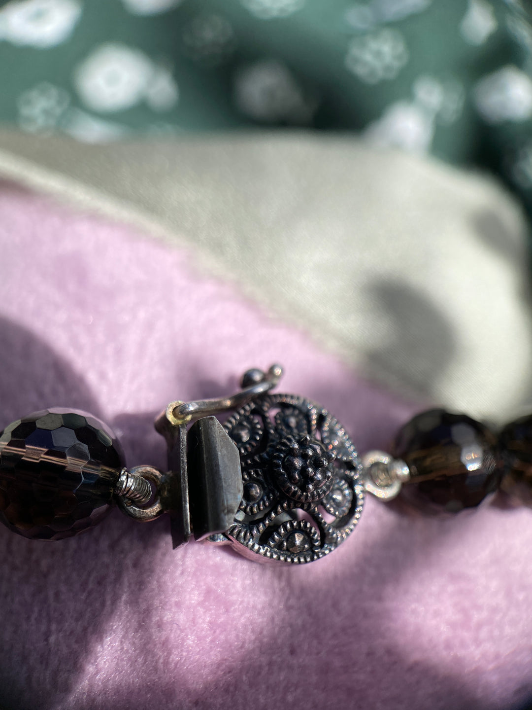 Vintage Judith Jack Necklace With Smokey Quarts and Marcasite in Sterling Silver 36.5"