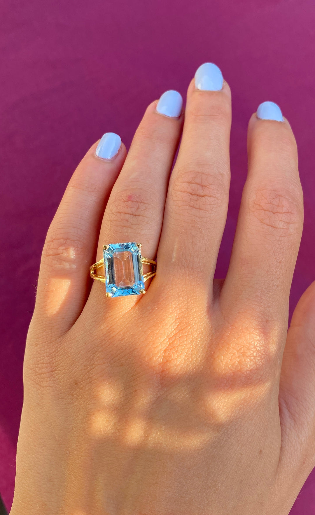 Clear Sky Vintage Blue Topaz Ring in 10k Yellow Gold