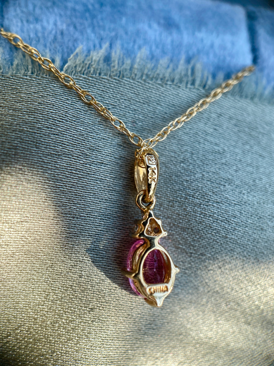 Peony Bloom Natural Pink Sapphire And Diamond Necklace in 14k Yellow Gold 18”