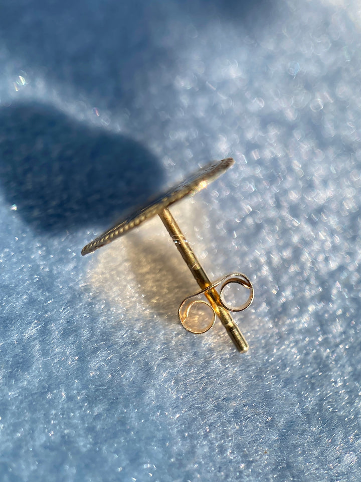 Hawaiian Heirloom “M” Earrings in 14k Yellow Gold