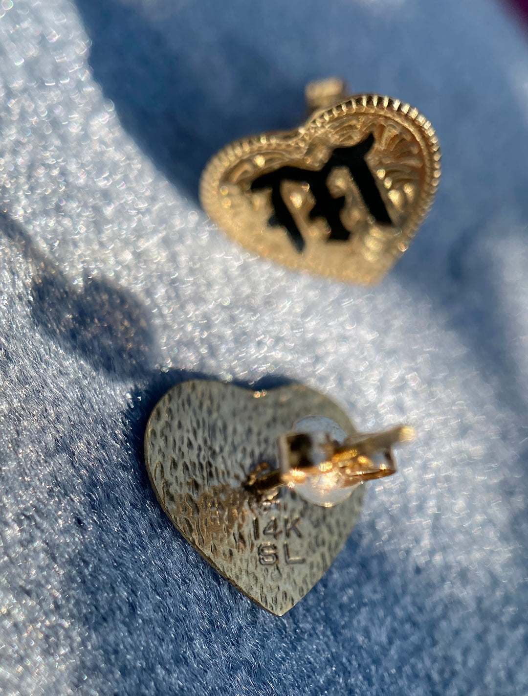 Hawaiian Heirloom “M” Earrings in 14k Yellow Gold
