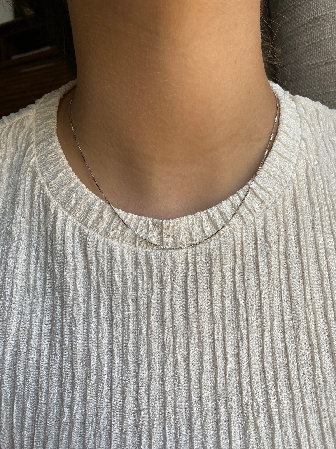 Silky Box Chain In 14k White Gold 16"
