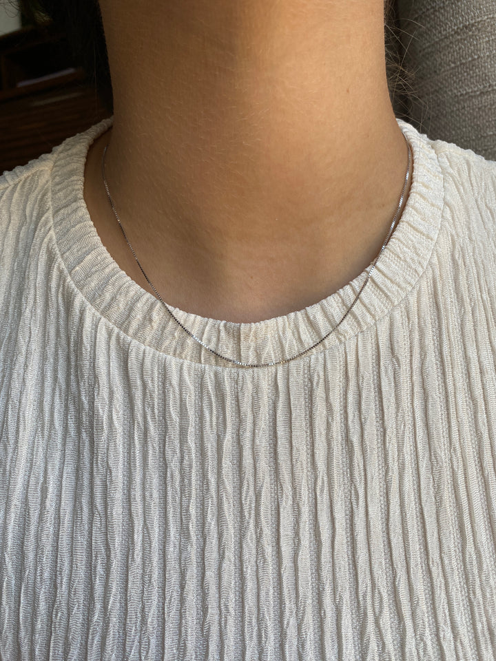 Silky Box Chain In 14k White Gold 16"