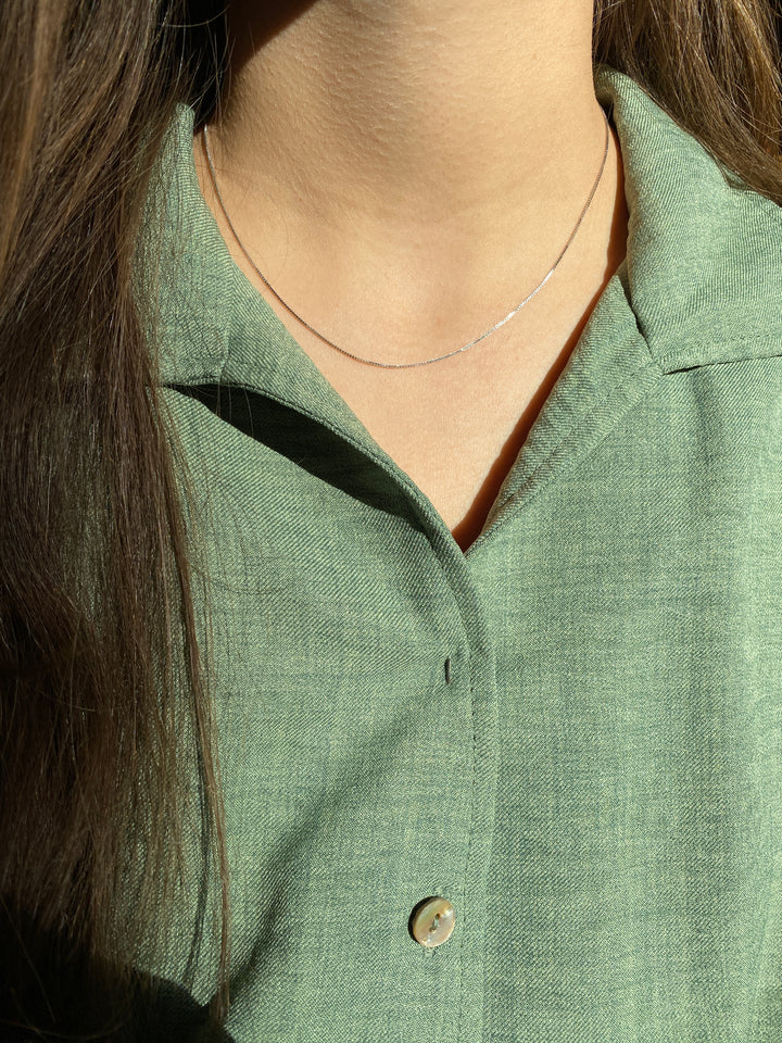 Silky Box Chain In 14k White Gold 16"