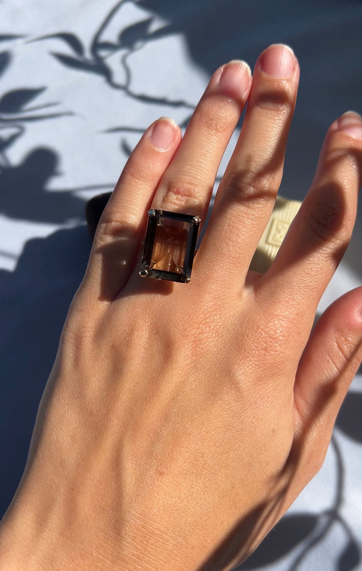 Vintage Brown Topaz Ring in 14k Yellow Gold