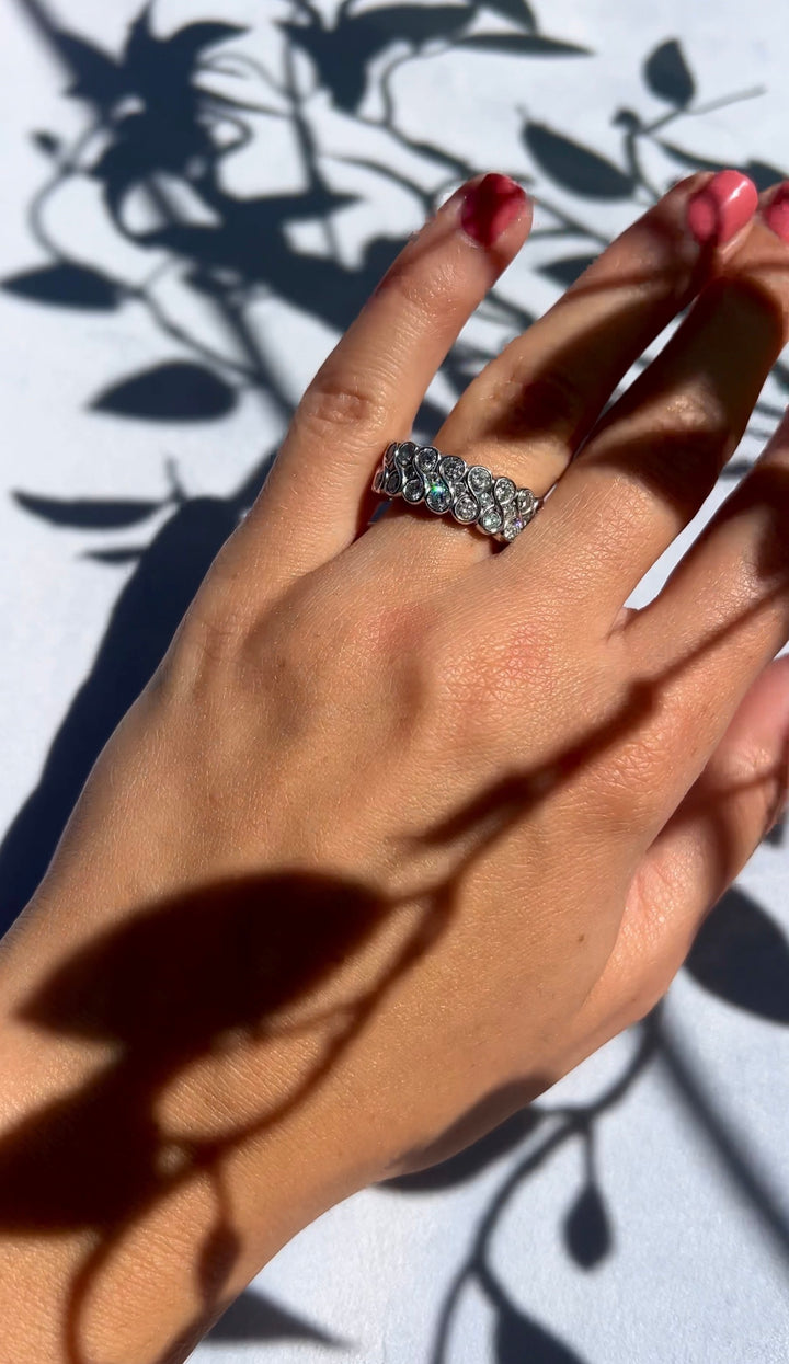 Wide Diamond Band In 14k White Gold