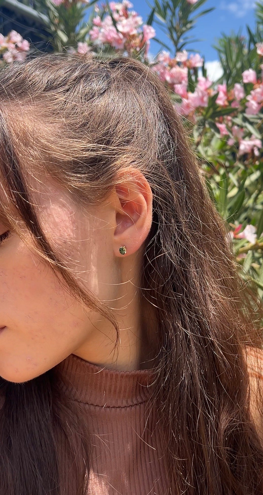 Oval Emerald Studs With TCW .66 in 10k Yellow Gold