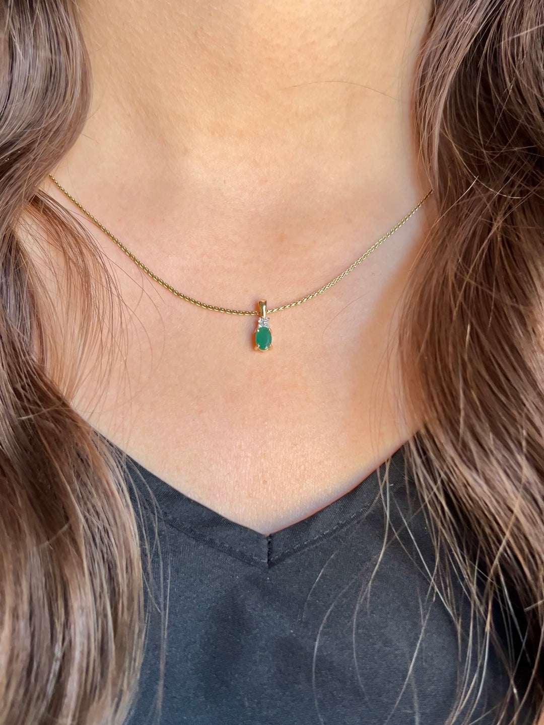 Bloom Emerald and Diamond Pendent in 14k Yellow Gold