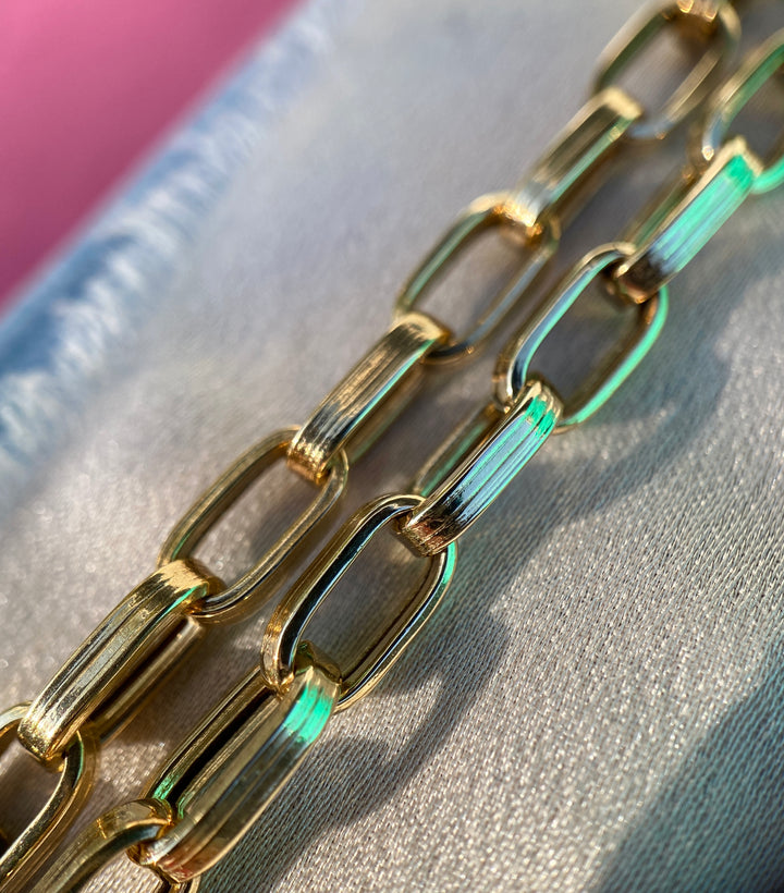 Vintage Ribbed Link Gold Chain Bracelet In 10k Warm Yellow Gold 7.30" (Copy)