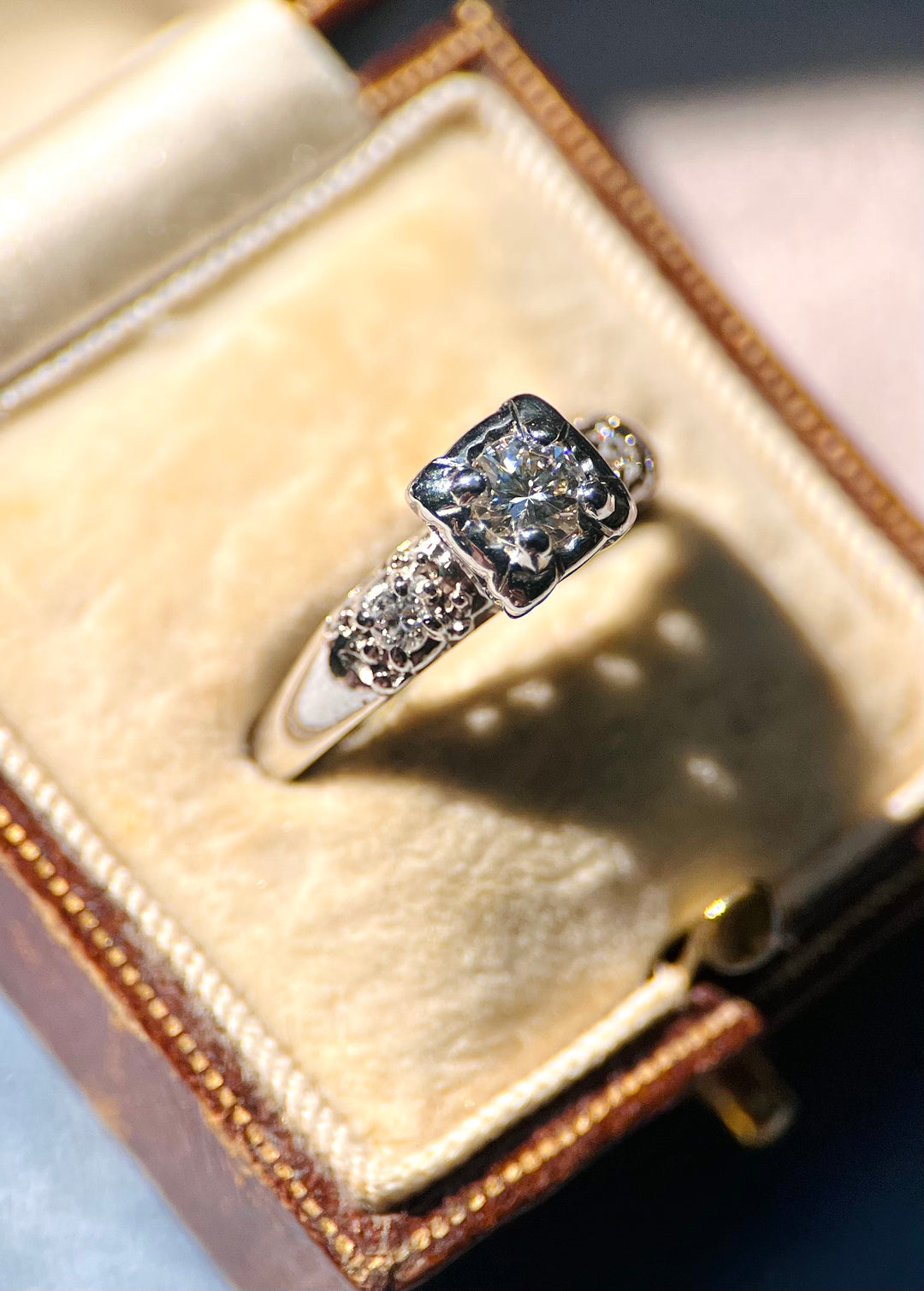 Over 1/3 Carat tw Vintage Diamond Illusion Ring in 14k White Gold