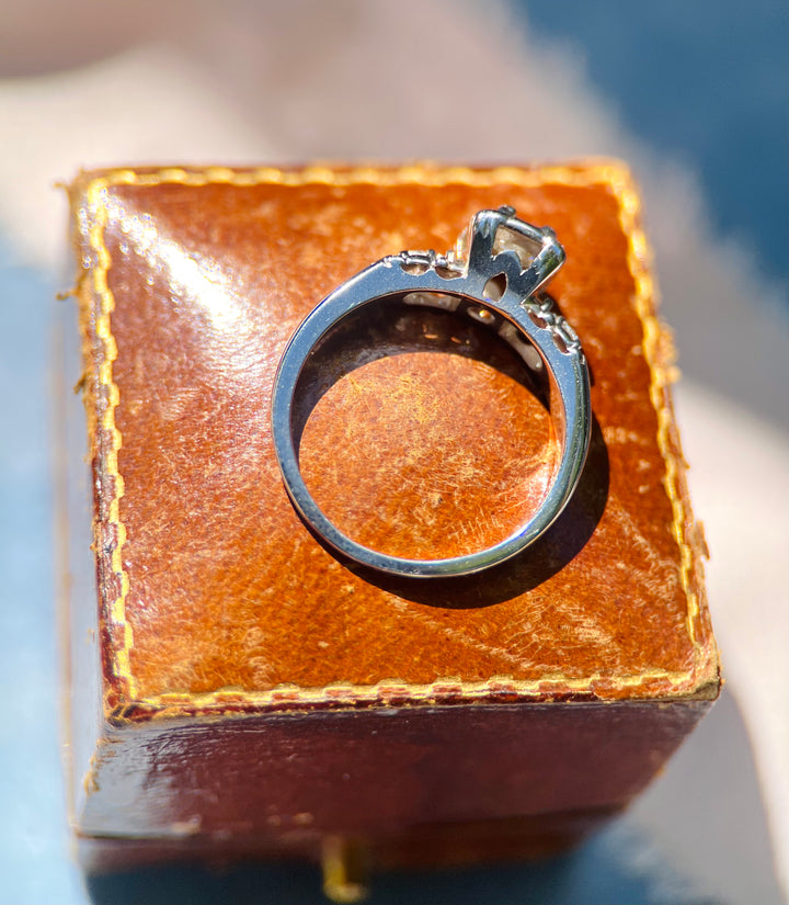 Over 1/3 Carat tw Vintage Diamond Illusion Ring in 14k White Gold