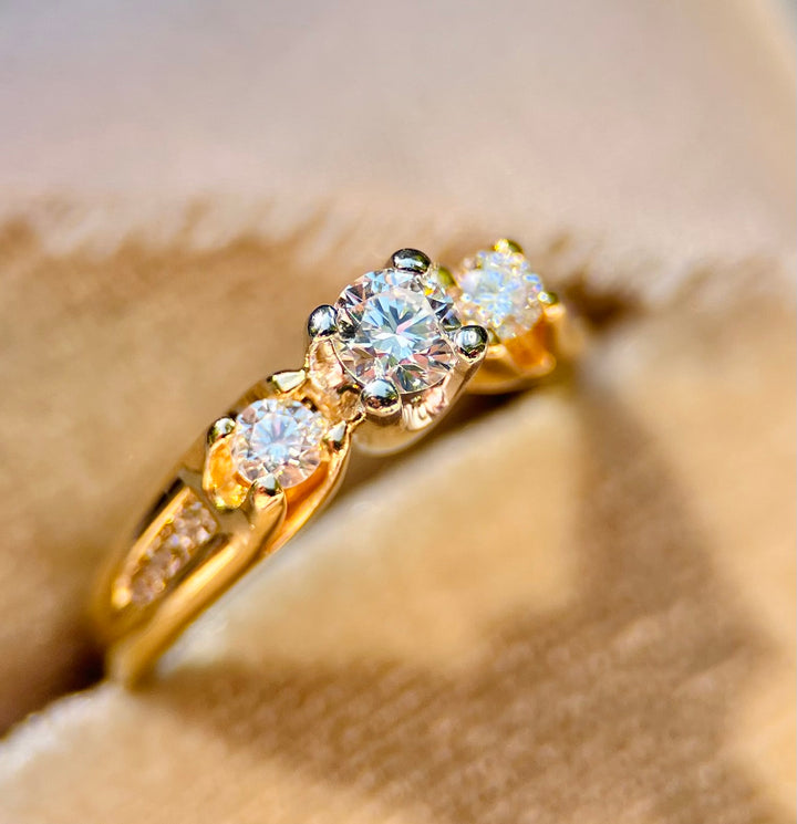 Over 3/4 Carat tw Bold Diamond Engagement Ring Set in 14k Yellow Gold