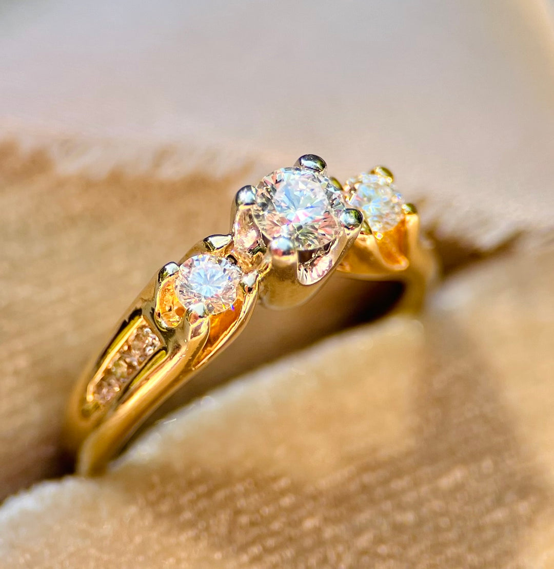 Over 3/4 Carat tw Bold Diamond Engagement Ring Set in 14k Yellow Gold