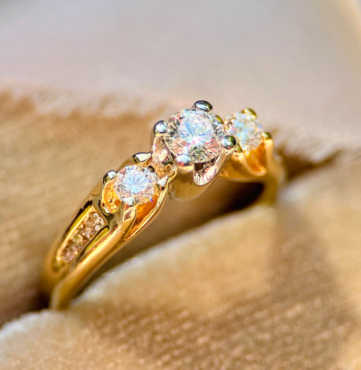 Over 3/4 Carat tw Bold Diamond Engagement Ring Set in 14k Yellow Gold
