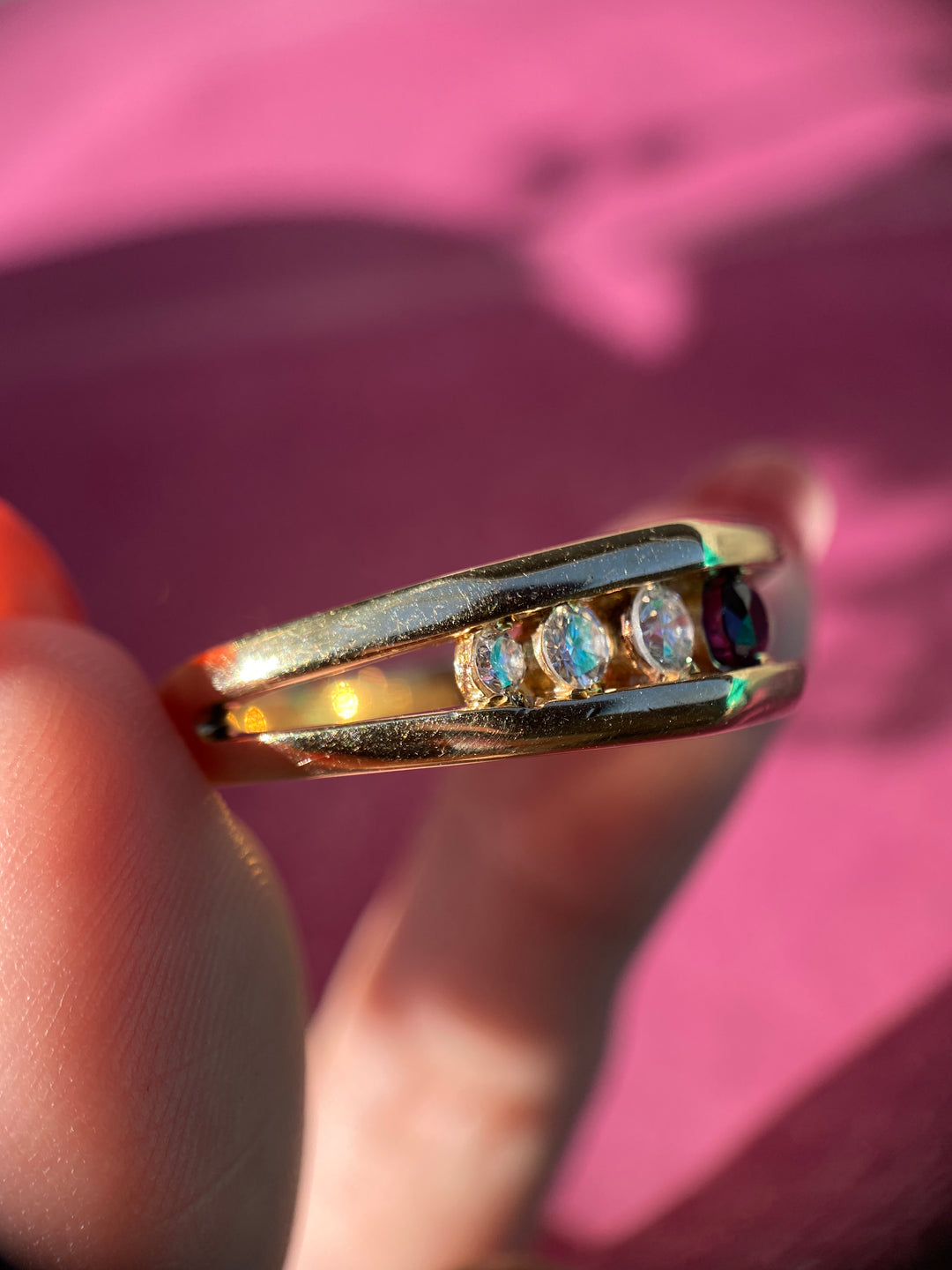 Dazzling Natural Ruby and Diamond Band in 14k Yellow Gold