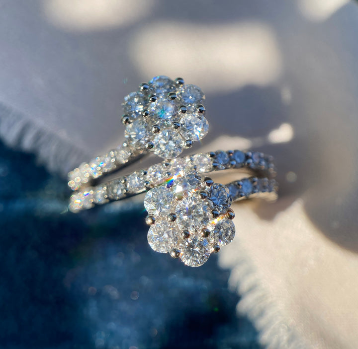 Modern Flower Power Natural Diamond Ring in 18k White Gold 1.20TCW