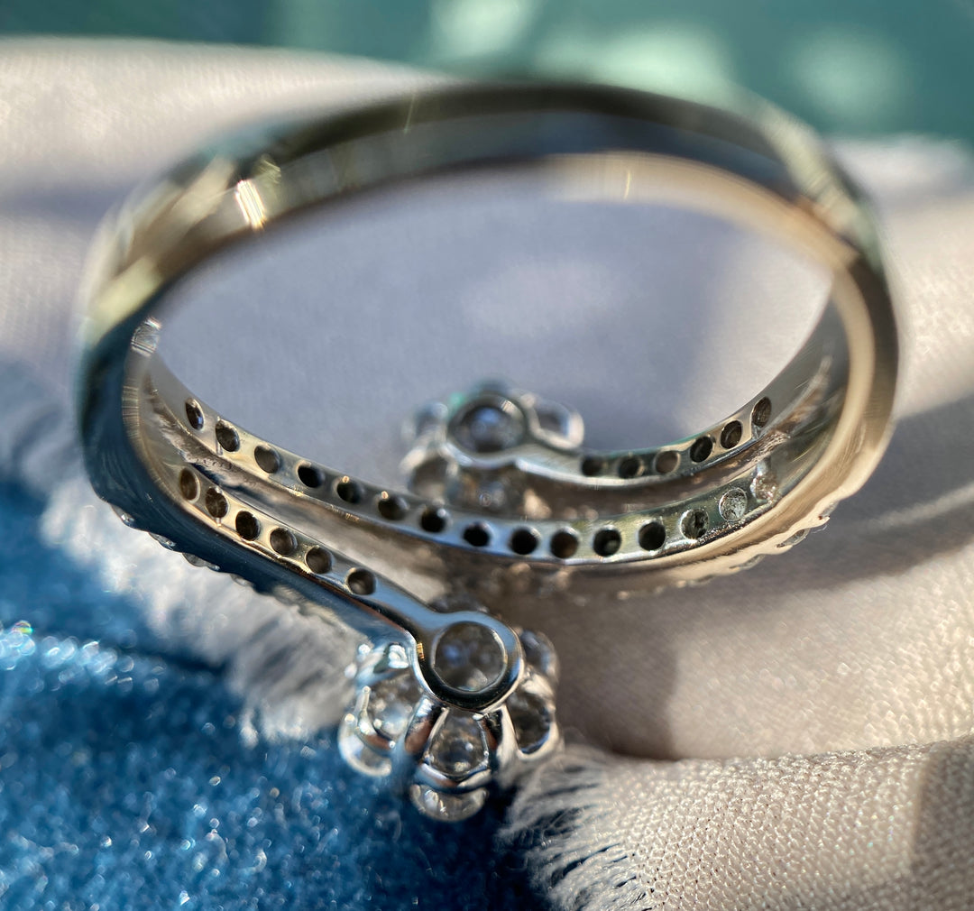 Modern Flower Power Natural Diamond Ring in 18k White Gold 1.20TCW