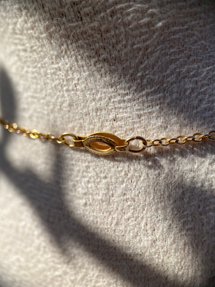 Art Deco Floating Opal Necklace 14k Warm Yellow Gold 16.25”