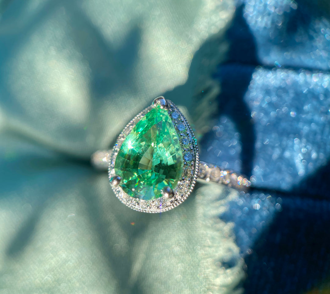 Tsavorite Garnet And Diamond Ring in 18k White Gold 1.97tcw