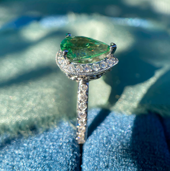 Tsavorite Garnet And Diamond Ring in 18k White Gold 1.97tcw