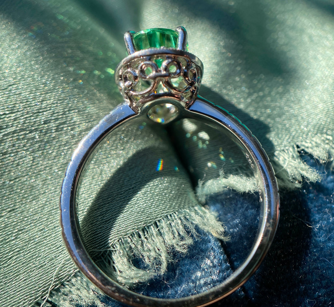 Tsavorite Garnet And Diamond Ring in 18k White Gold 1.97tcw