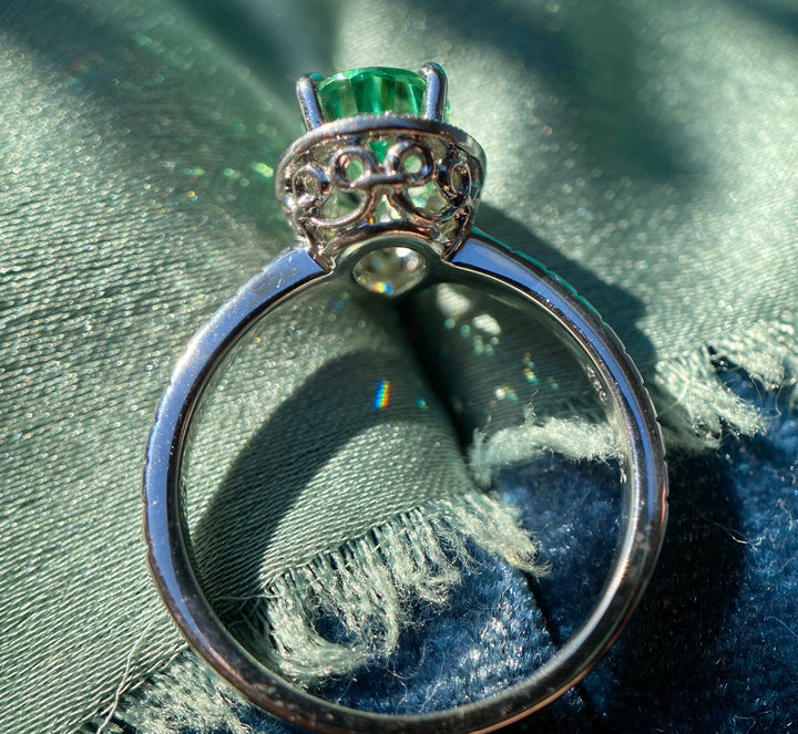 Tsavorite Garnet And Diamond Ring in 18k White Gold 1.97tcw