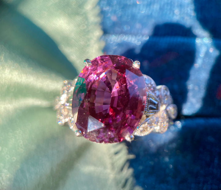 Violet Spinel And Diamond Ring in 18k White Gold 7.73tcw