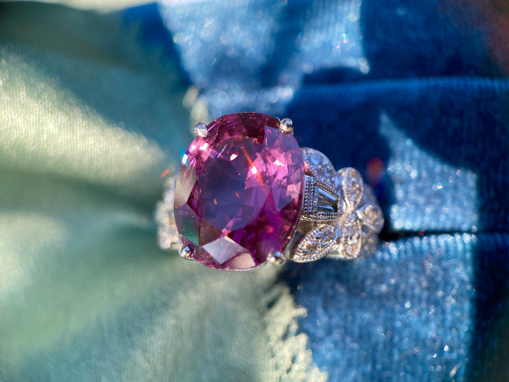 Violet Spinel And Diamond Ring in 18k White Gold 7.73tcw