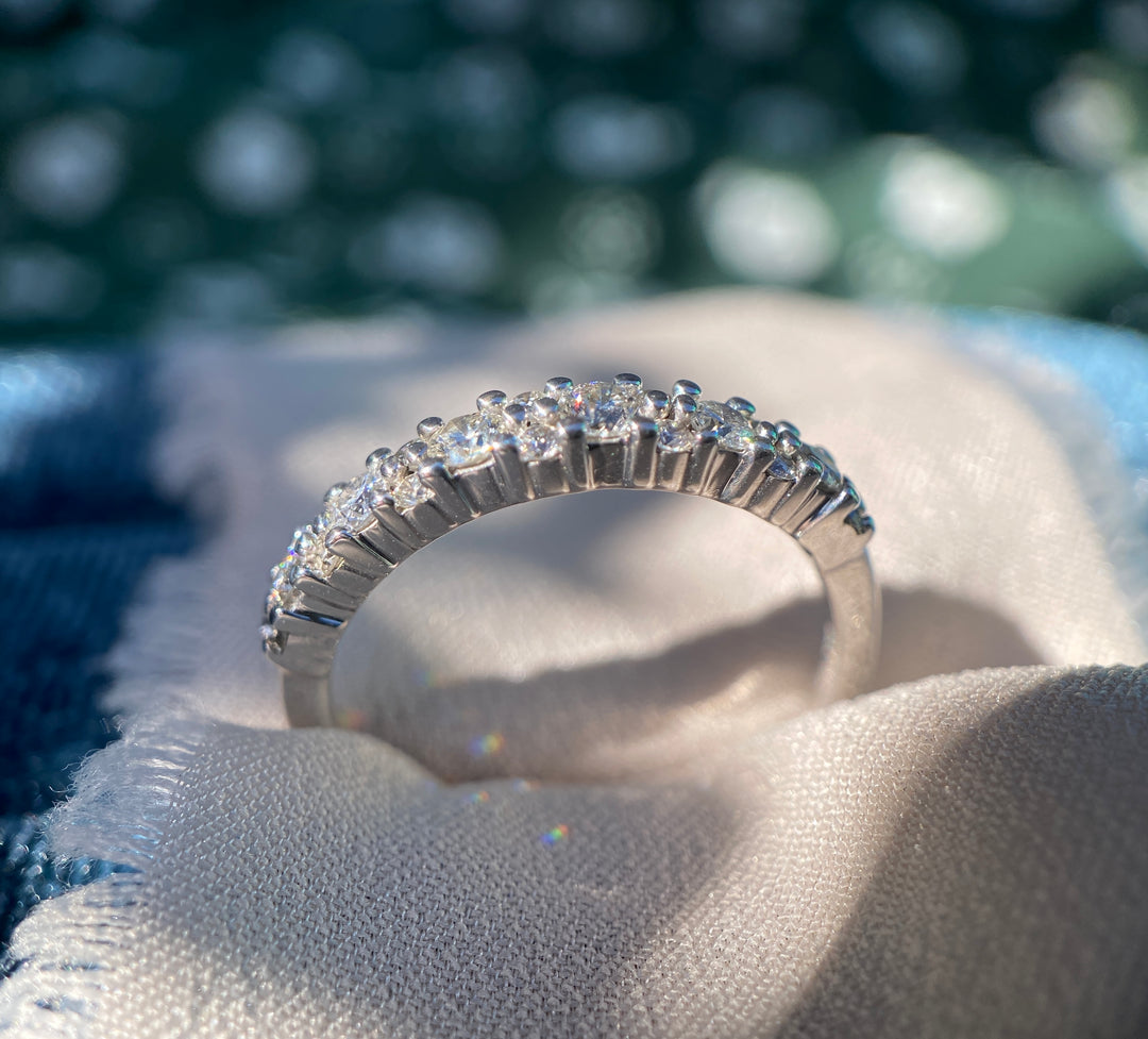 Modern Pear Natural Diamond Wedding Ring Set in 10k White Gold  1.65TCW