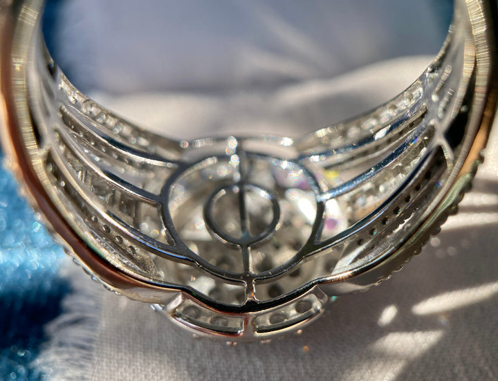 Modern Sunburst Natural Diamond Ring in 10k White Gold 2.8 TCW