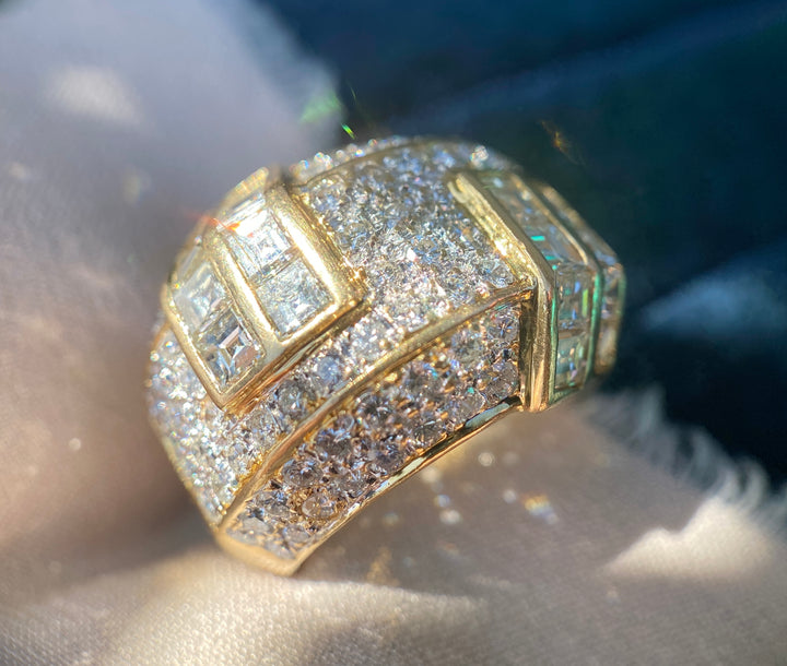 Vintage Natural Diamond Statement Band Set in 18k Yellow Gold 2.00TCW