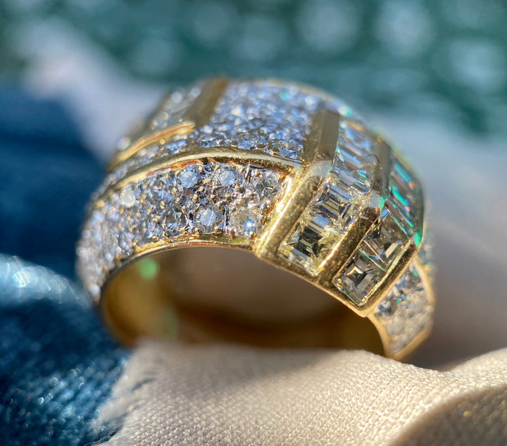Vintage Natural Diamond Statement Band Set in 18k Yellow Gold 2.00TCW