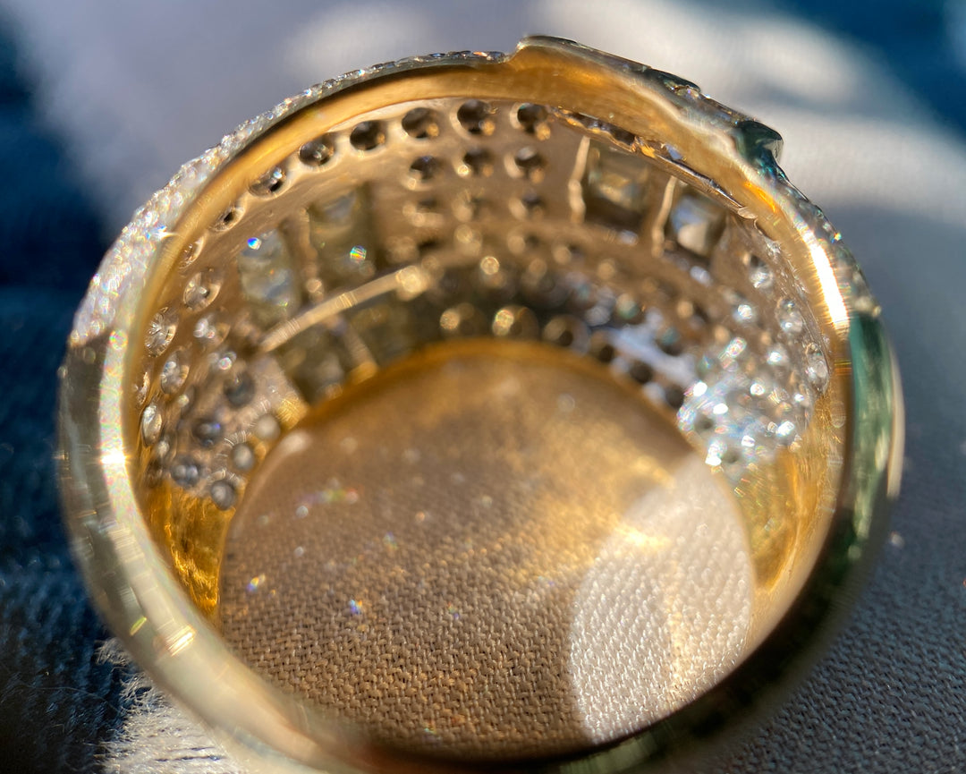 Vintage Natural Diamond Statement Band Set in 18k Yellow Gold 2.00TCW