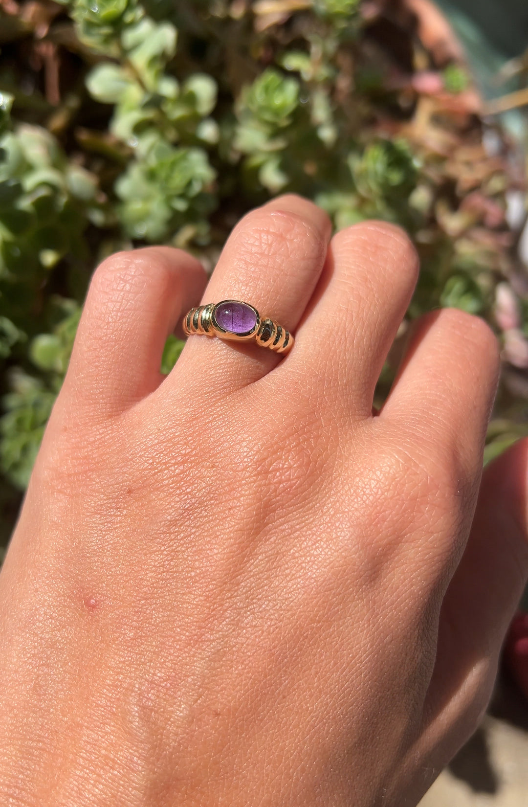 Vintage Lavender Amethyst Bezel Ring in 14k Gold