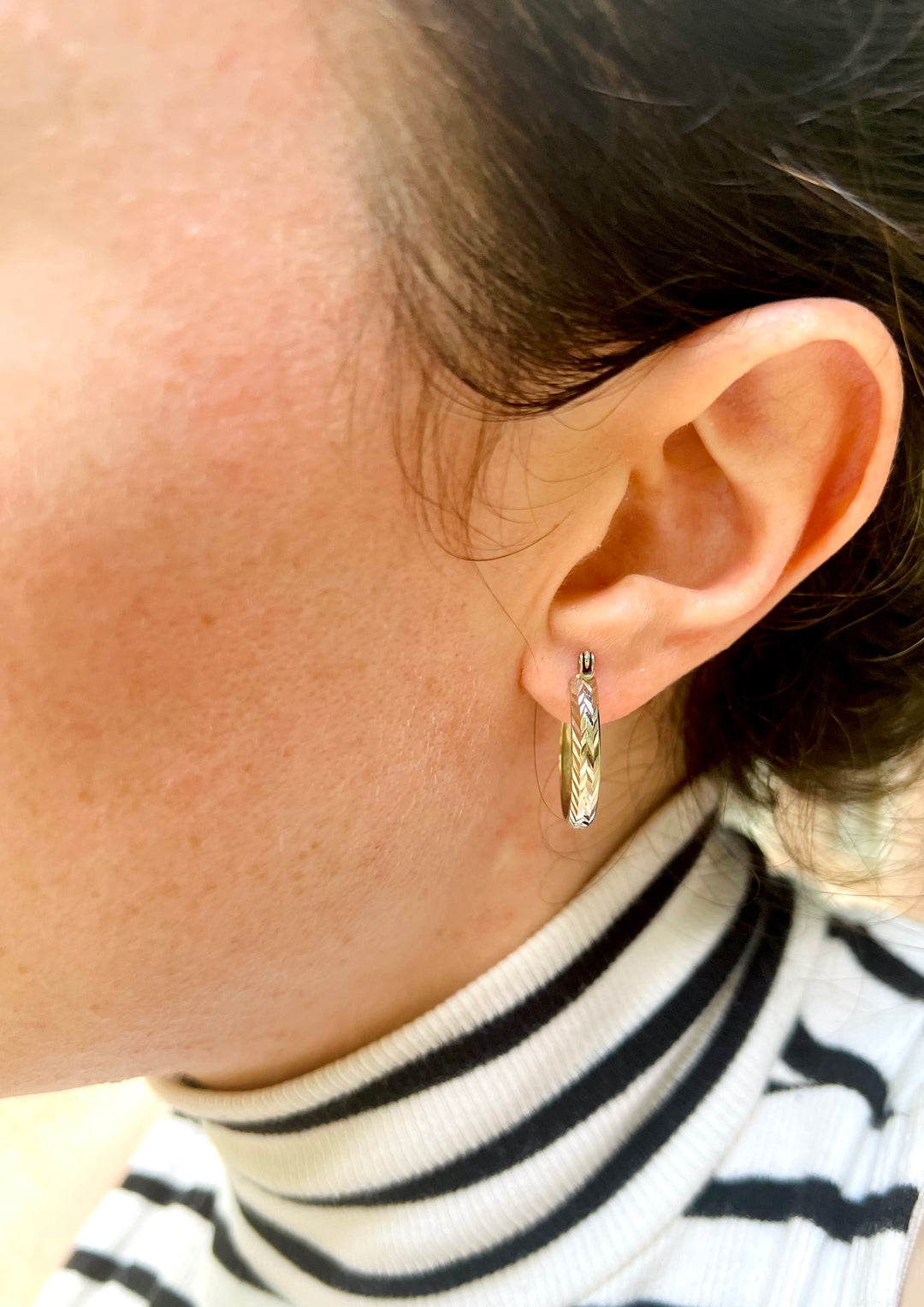 Detailed Twist Hoops in 14k White Gold