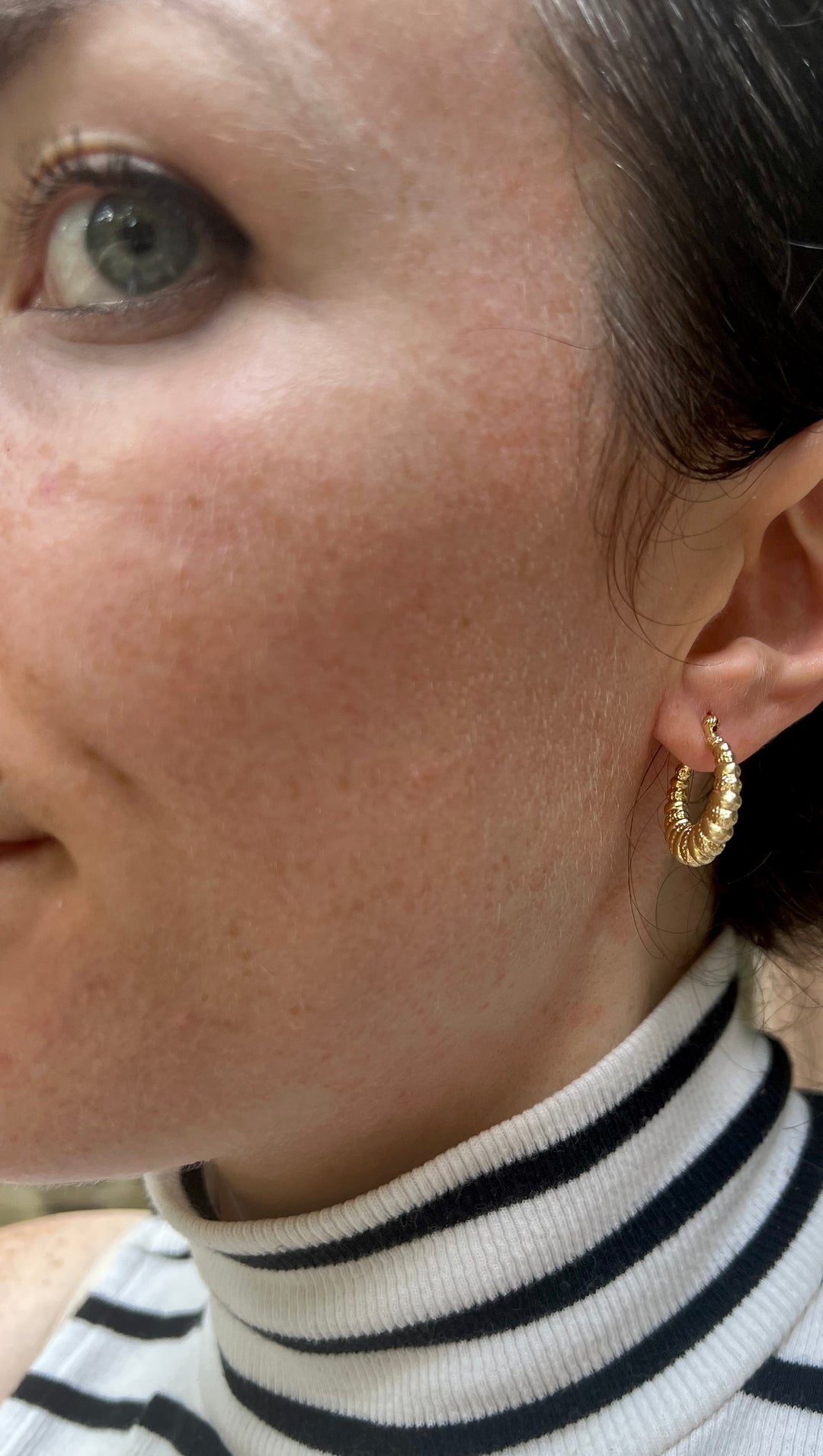 Detailed Twist Hoops in 14k Yellow Gold