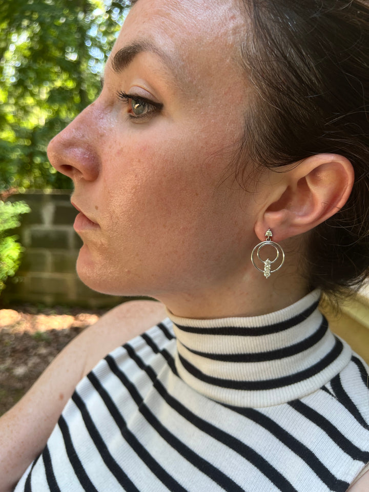Celestial Cascade over 3/4 carat tw Natural Diamond Dangle Hoops in 14k White Gold