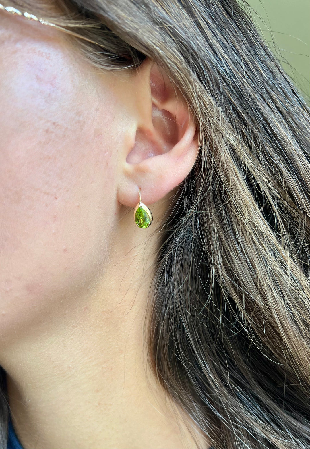 Peridot Earrings in 14k Yellow Gold